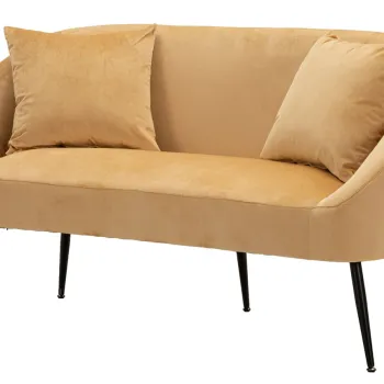 Canapea 2 locuri cu perne Browy, Mauro Ferretti, 137x69x79 cm, lemn de pin/poliester, maro/negru imagine