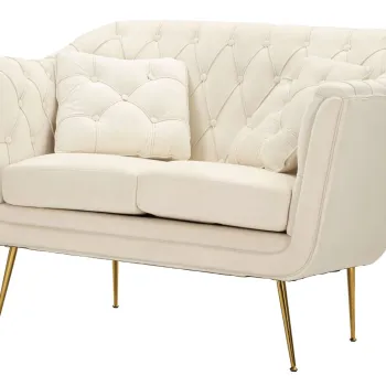 Canapea 2 locuri cu perne decorative Budapest, Mauro Ferretti, 130x83x91 cm, fier/poliester, crem imagine