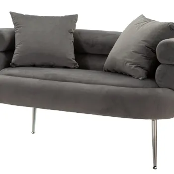 Canapea 2 locuri cu perne Silvery, Mauro Ferretti, 133x68x69 cm, lemn de pin/catifea, gri/argintiu imagine