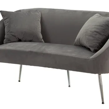 Canapea 2 locuri cu perne Silvery, Mauro Ferretti, 137x69x79 cm, lemn de pin/catifea, gri/argintiu imagine