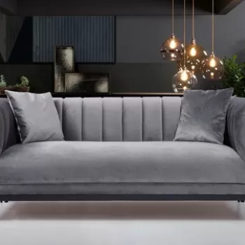 Canapea 2 locuri, Hilena, 569HLN1110, Lemn de fag / PAL, Gri inchis imagine