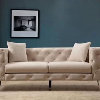 Canapea 2 locuri, Hilena, 569HLN1125, Lemn de fag / PAL, Ecru imagine