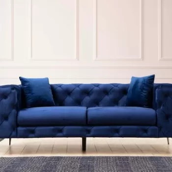 Canapea 2 locuri, Hilena, 569HLN1128, Lemn de fag / PAL, Albastru navy imagine