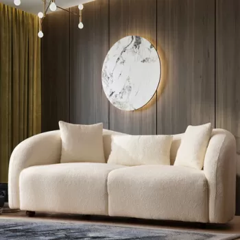 Canapea 2 locuri, Hilena, 569HLN1137, Lemn de fag / PAL, Crem imagine