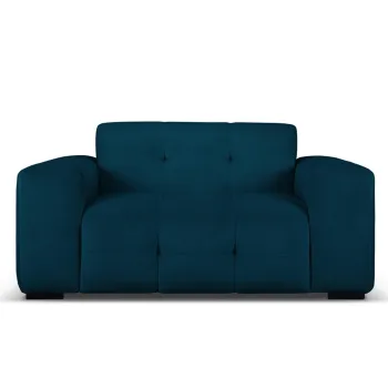 Canapea 2 locuri, Kendal, Micadoni Home, BL, 156x103x79 cm, catifea, albastru navy imagine