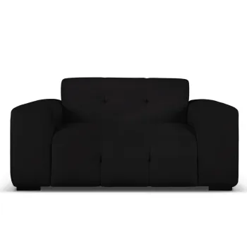 Canapea 2 locuri, Kendal, Micadoni Home, BL, 156x103x79 cm, catifea, negru imagine