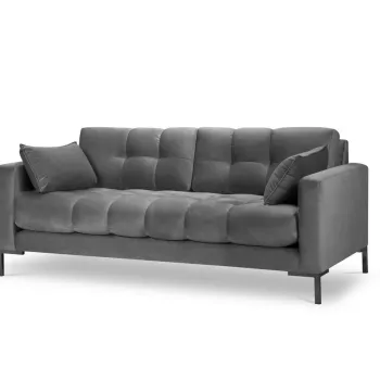 Canapea 2 locuri, Mamaia, Micadoni Home, BL, 152x92x75 cm, catifea, gri deschis imagine