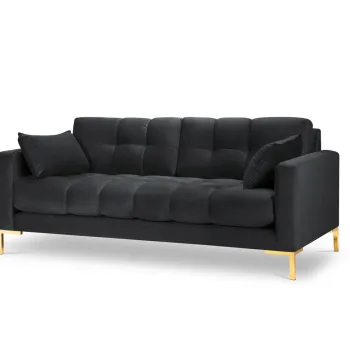 Canapea 2 locuri, Mamaia, Micadoni Home, GL, 152x92x75 cm, catifea, gri inchis imagine