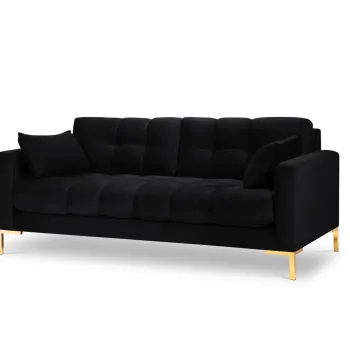 Canapea 2 locuri, Mamaia, Micadoni Home, GL, 152x92x75 cm, catifea, negru imagine