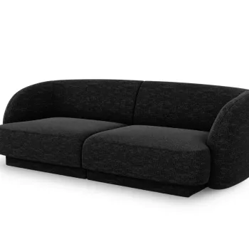 Canapea 2 locuri, Miley, Micadoni Home, BL, 184x85x74 cm, poliester chenille, negru imagine