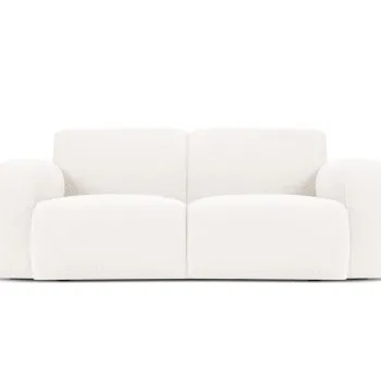 Canapea 2 locuri, Molino-101, Micadoni Home, 170x95x72 cm, tesatura boucle, alb imagine