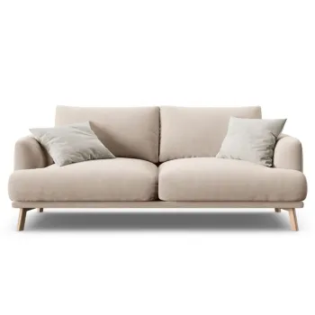 Canapea 2 locuri, Naomi, Micadoni Home, 170x95x75 cm, catifea, bej imagine