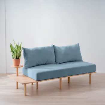 Canapea 2 locuri Seri, Homla, 180x76x75 cm, lemn/poliester, albastru imagine