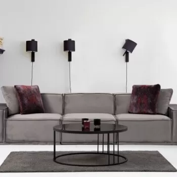 Canapea 3 locuri, Artie, 560ARE1184, Lemn de fag / PAL, Gri imagine