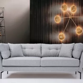 Canapea 3 locuri, Artie, 560ARE1304, Lemn de fag / PAL, Gri imagine