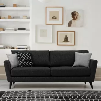 Canapea 3 locuri, Artie, 560ARE1305, Lemn de fag / PAL, Gri inchis imagine