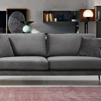 Canapea 3 locuri, Artie, 560ARE1309, Lemn de fag / PAL, Gri imagine