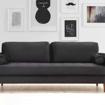 Canapea 3 locuri, Artie, 560ARE1334, Lemn de fag / PAL, Negru / Stejar imagine