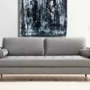 Canapea 3 locuri, Artie, 560ARE1335, Lemn de fag / PAL, Gri deschis imagine