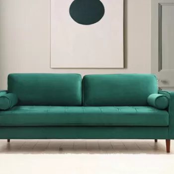 Canapea 3 locuri, Artie, 560ARE1336, Lemn de fag / PAL, Verde imagine