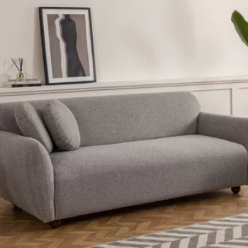 Canapea 3 locuri, Artie, 560ARE1346, Lemn de fag / PAL, Gri deschis imagine