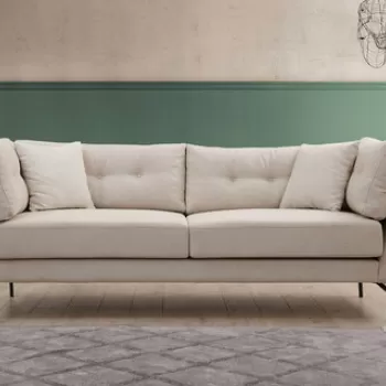 Canapea 3 locuri, Artie, 560ARE1353, Lemn de fag / PAL, Crem imagine