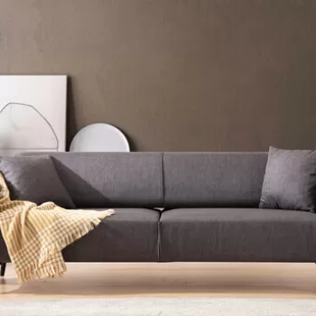 Canapea 3 locuri, Artie, 560ARE1359, Lemn de fag / PAL, Gri inchis imagine