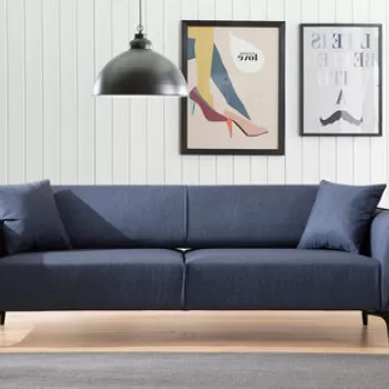 Canapea 3 locuri, Artie, 560ARE1361, Lemn de fag / PAL, Albastru imagine