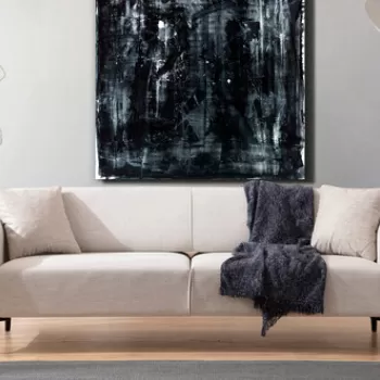 Canapea 3 locuri, Artie, 560ARE1362, Lemn de fag / PAL, Aproape alb imagine