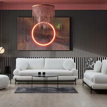 Canapea 3 locuri, Artie, 560ARE1365, Lemn de fag / PAL, Alb imagine