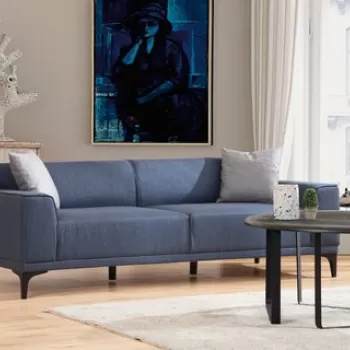 Canapea 3 locuri, Artie, 560ARE1529, Lemn de fag / PAL, Albastru imagine