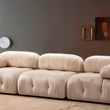 Canapea 3 locuri, Artie, 560ARE1536, Lemn de fag / PAL, Crem imagine