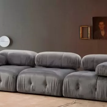 Canapea 3 locuri, Artie, 560ARE1537, Lemn de fag / PAL, Gri imagine