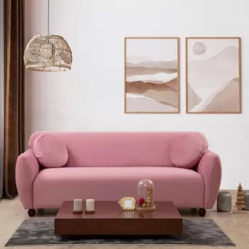 Canapea 3 locuri, Artie, 560ARE1538, Lemn de fag / PAL, Roz prafuit imagine