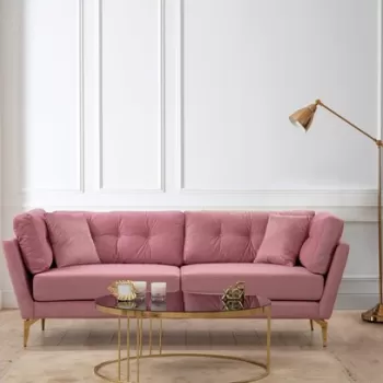 Canapea 3 locuri, Artie, 560ARE1540, Lemn de fag / PAL, Roz prafuit imagine