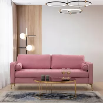 Canapea 3 locuri, Artie, 560ARE1541, Lemn de fag / PAL, Roz prafuit imagine