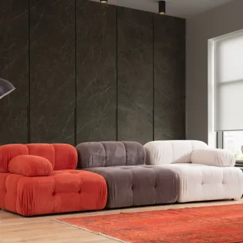 Canapea 3 locuri, Atelier del Sofa, 560ARE1826, Rosu / Alb / Gri imagine