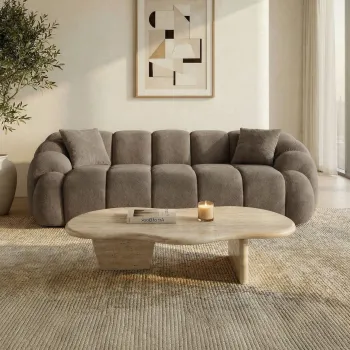 Canapea 3 locuri, Atelier del Sofa, 752EST1130, PAL ACOPERIT CU CARPEN/MELAMINAT, Maro imagine