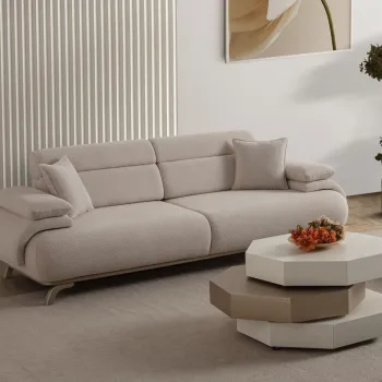 Canapea 3 locuri, Atelier del Sofa, 752EST1135, PAL ACOPERIT CU CARPEN/MELAMINAT, Bej imagine