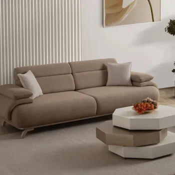 Canapea 3 locuri, Atelier del Sofa, 752EST1139, PAL ACOPERIT CU CARPEN/MELAMINAT, Latte imagine