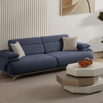 Canapea 3 locuri, Atelier del Sofa, 752EST1141, PAL ACOPERIT CU CARPEN/MELAMINAT, Albastru navy imagine