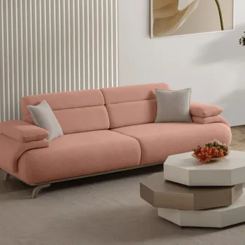 Canapea 3 locuri, Atelier del Sofa, 752EST1142, PAL ACOPERIT CU CARPEN/MELAMINAT, Roz pudra imagine