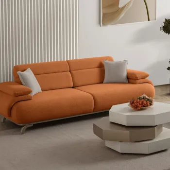 Canapea 3 locuri, Atelier del Sofa, 752EST1144, PAL ACOPERIT CU CARPEN/MELAMINAT, Caramiziu imagine