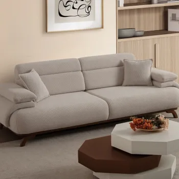 Canapea 3 locuri, Atelier del Sofa, 752EST1145, PAL ACOPERIT CU CARPEN/MELAMINAT, Bej imagine
