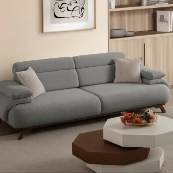 Canapea 3 locuri, Atelier del Sofa, 752EST1147, PAL ACOPERIT CU CARPEN/MELAMINAT, Gri imagine