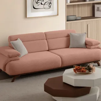 Canapea 3 locuri, Atelier del Sofa, 752EST1152, PAL ACOPERIT CU CARPEN/MELAMINAT, Roz pudra imagine