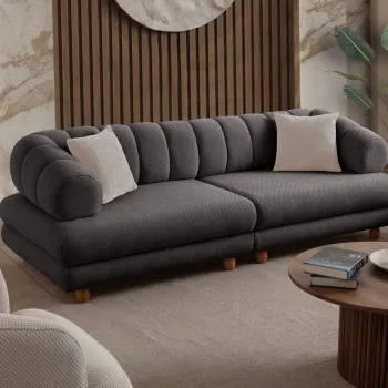 Canapea 3 locuri, Atelier del Sofa, 752EST1155, PAL ACOPERIT CU CARPEN/MELAMINAT, Antracit imagine
