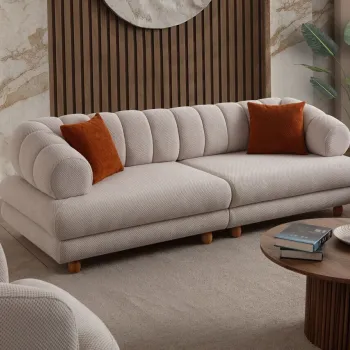 Canapea 3 locuri, Atelier del Sofa, 752EST1156, PAL ACOPERIT CU CARPEN/MELAMINAT, Bej imagine
