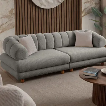 Canapea 3 locuri, Atelier del Sofa, 752EST1157, PAL ACOPERIT CU CARPEN/MELAMINAT, Gri imagine