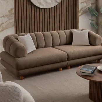 Canapea 3 locuri, Atelier del Sofa, 752EST1159, PAL ACOPERIT CU CARPEN/MELAMINAT, Latte imagine
